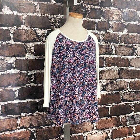 Le Lis Top Shirt Floral Cream Pink Blue Medium - Picture 4 of 11